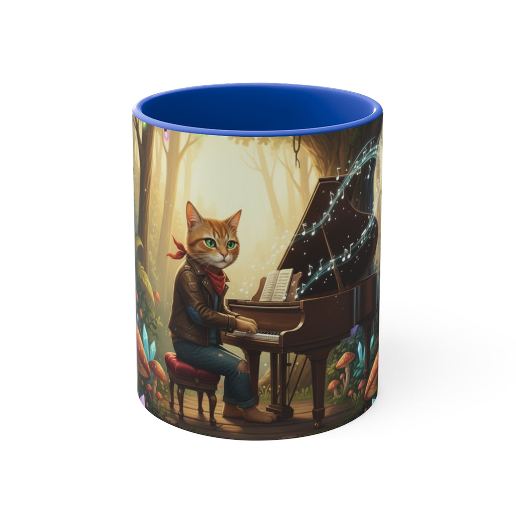 Cat playing piano mug