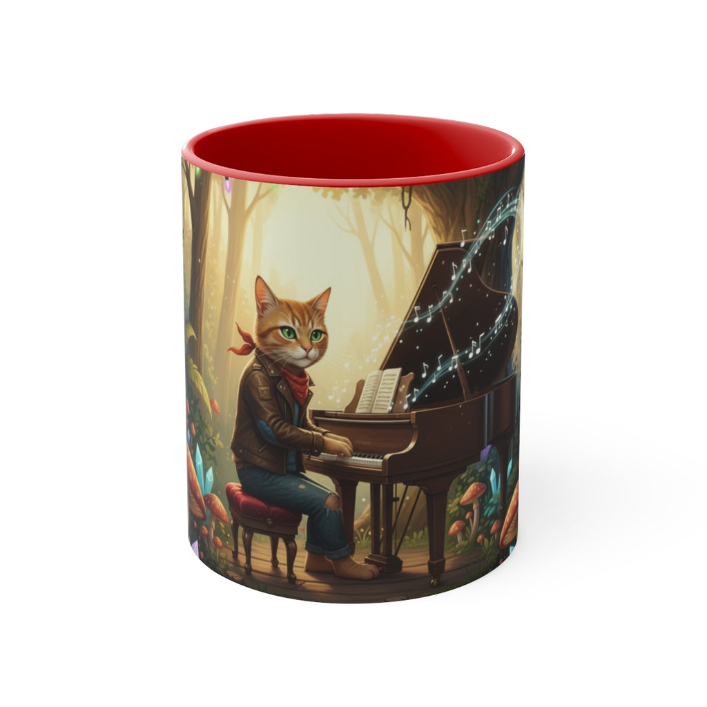 Cat playing piano mug