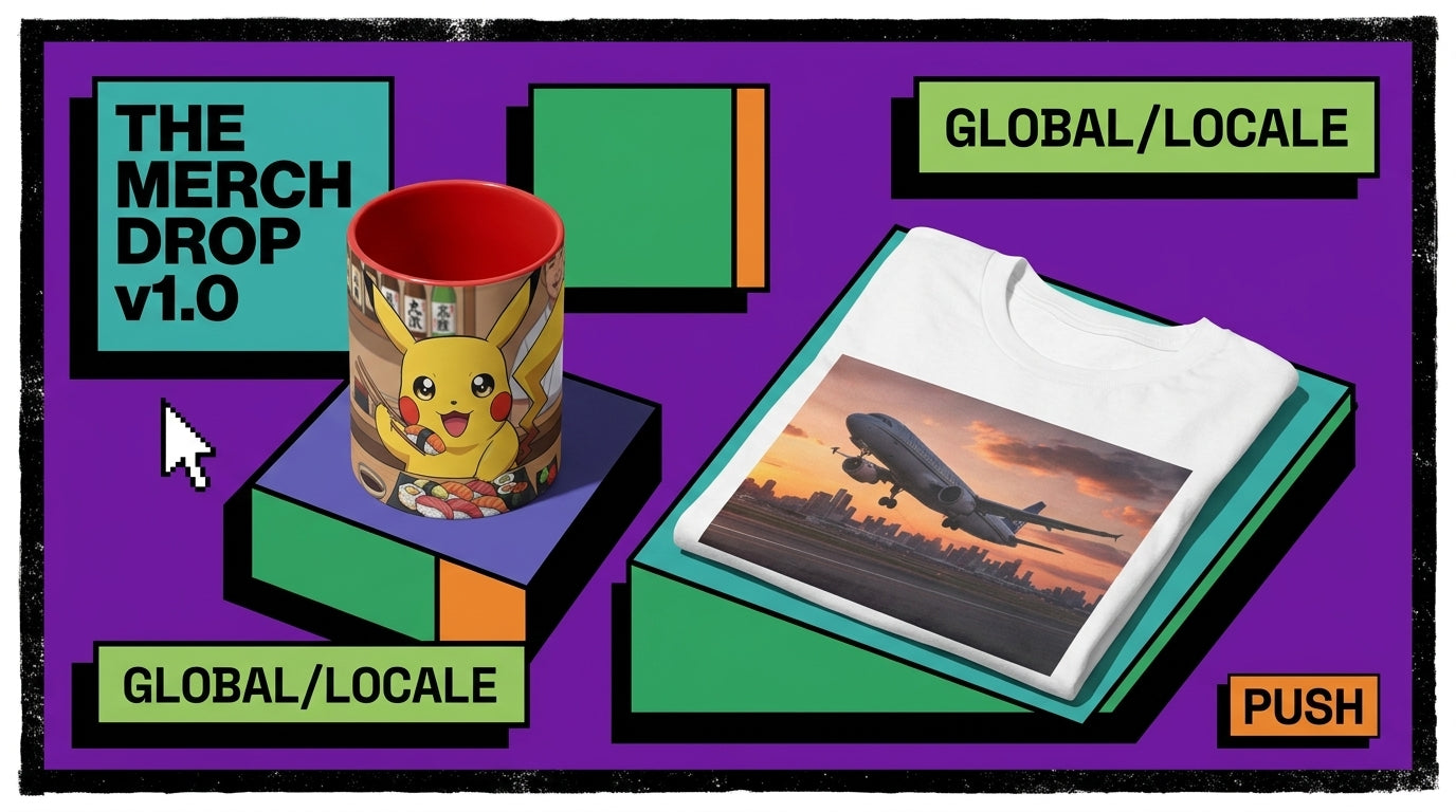 Curated lineup of custom AI art mugs and a printed tee from Athena's Shop